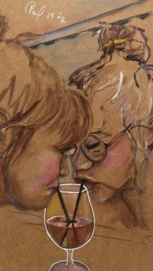 To personer der deler. 49,5 x 30 cm