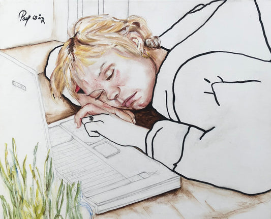 Arbejdende person. 50 x 60
