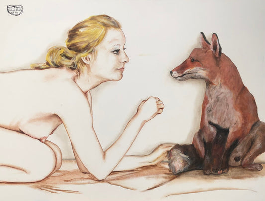 Pigen og Ræven. 60 x 80
