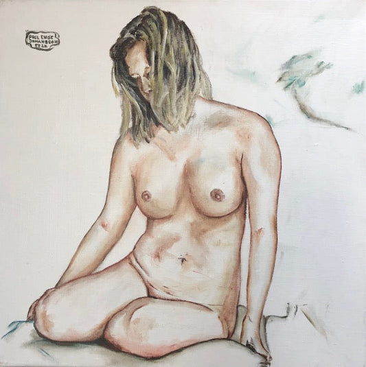 Person på pude. 50 x 50 cm.